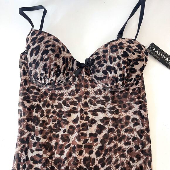 RAMPAGE NWT Leopard Y2K Mesh Bustier Top Slip Mini Dress Size M - Picture 6 of 10